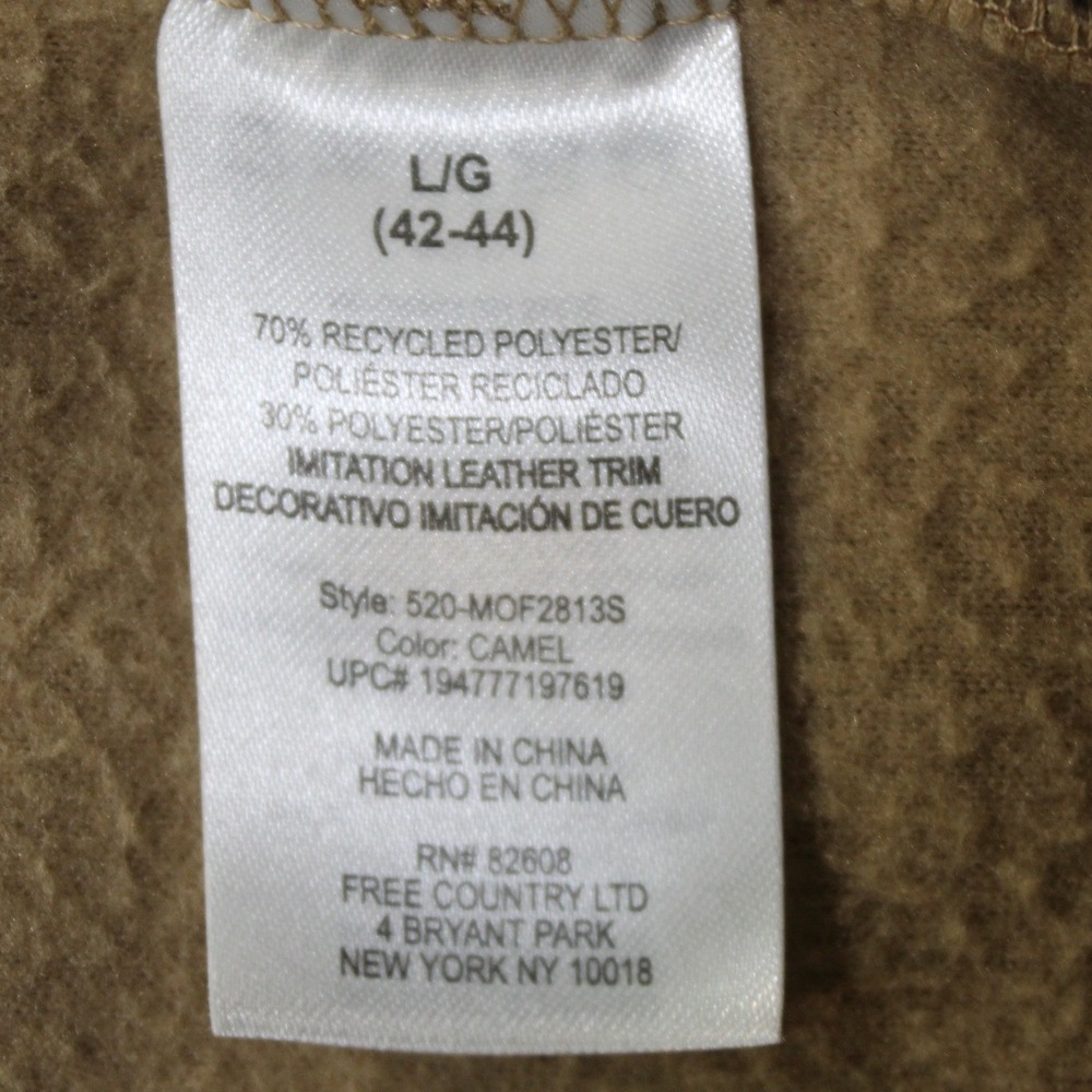 Free Country Mens Camel Fleece Full Zip Jacket 520-MOF2813S Large L/G‎ 42-44 - Picture 3 of 8